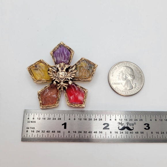 Coro | Vintage Venetian Glow Star Stained Glass Brooch - Picture 6 of 6